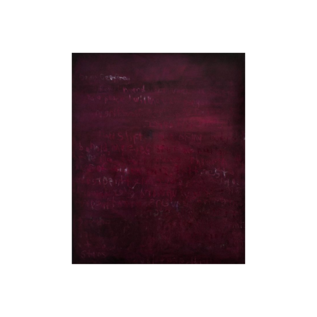 Katrina O’Brien’s Dream Letter II (Before, Now and After)—a 2023 oil and acrylic painting on canvas, framed in black woodgrain—explores the interplay of memory and muse through layered abstraction, part of her Dream Letter series exhibited at Curatorial+Co.