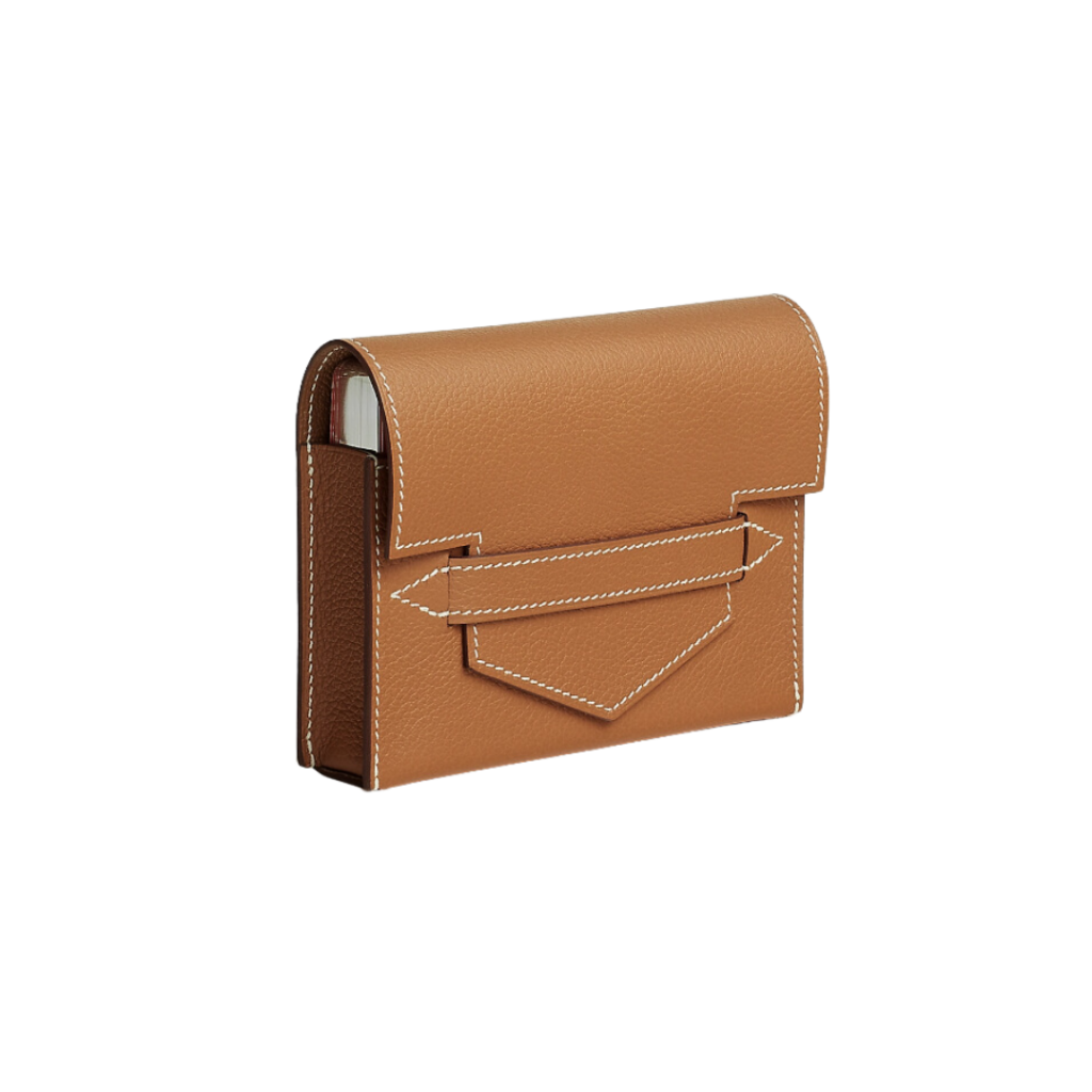 Hermès Lord Pocket Bridge Deck Case in saddle-stitched Evercolor calfskin and goatskin, featuring a sleek design with a front pocket, and includes two decks of "Lithographie Equestre" bridge playing cards.